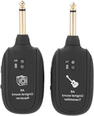 Zdjęcie produktu dla Bezprzewodowy system transmisji sygnału gitarowego – zestaw nadajnik-odbiornik audio z portem USB