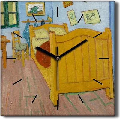 Produktbild von Coloray Hodiny Unikátní 30x30 cm  Tiché hodiny Pro obývací pokoj a kuchyň Nástěnné hodiny Plátno Černé ručičky hodin - Ložnice v Arles Van Gogh