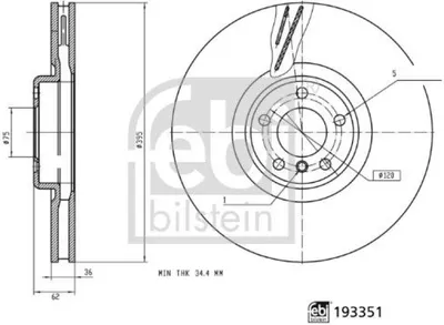 Produktbild von 2x FEBI BILSTEIN Bremsscheibe Vorne links 193351