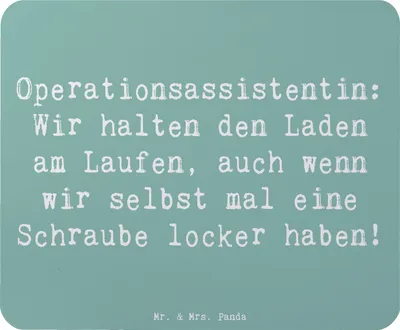 Produktbild von Mr. & Mrs. Panda Mouse Pad Spruch Operationsassistentin Heldin - Meeresbrise - Geschenk, laptop mauspad, Beruf, handgefertigte Geschenke, Operationssaal, unermüdlich