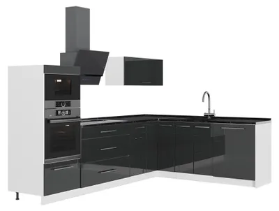 Obrázok produktu pre Rohová kuchyňa Vicco Fame-Line Antracit vysoký lesk/biely 287 x 207 cm, AP Antracit, Model 63525