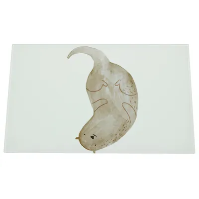 Produktbild von Mr. & Mrs. Panda Glas Schneideplatte Otter Kopfüber - Weiß - Geschenk, Schneidebrett, Glasschneidebrett, Aus, Hackbrett, Niedlich, Schneidbrett, Süß, Seeotter, See