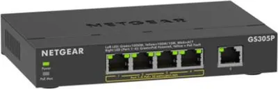 Obrázok produktu pre NETGEAR GS305Pv3, Nespravované, Gigabit Ethernet (10/100/1000), Plne duplexný režim, Podpora napájania cez Ethernet (PoE), Montovateľné na stenu