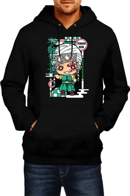 Immagine prodotto di Felpa con cappuccio da uomo Demon Anime Slayer Kimetsu No Yaiba Chibi Tengen Uzui, Man M , Noir