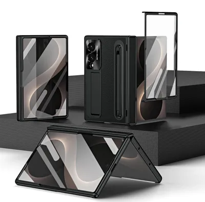 Obrázek produktu pro Pouzdro pro Samsung Galaxy Z Fold 8 s držákem na pero a stylusem, kryt se stojánkem, vestavěná ochrana displeje a kamery Černý