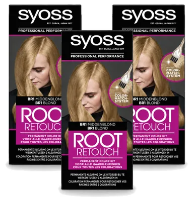 Productafbeelding van 3 x Syoss Root Touch-Up Haarverf BR1 Mediumblond - Voordeelverpakking - 3 stuks