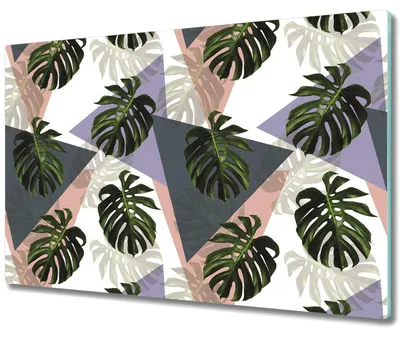 Produktbild von Glas Schneidebrett Herdabdeckplatten Schneideplatten - 80x52 cm - Hawaii Blumen
