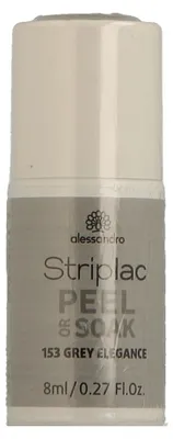 Produktbild von alessandro Striplac Peel or Soak 153 Grey Elegance 8ml, 8 ml, Grau, Grey Elegance, Färbung, Schutz, Verstärkung, Glanz, Flasche