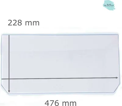 Produktbild von Kühlschrank Einlegeboden - Klarglas 4 mm - 2 abgeschrägte Ecken - 478 mm x 228 mm - (89,96 EUR / qm - Mindestbfl. 0,25 qm - Kantenb. 5,35 EUR / lfm - Eckenb. 1,00 EUR / Stck. )