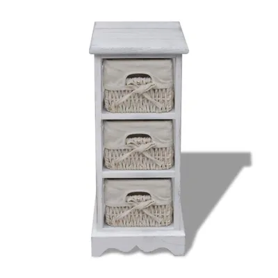Image de vidaXL Armoire en bois avec 3 paniers tressés blanc