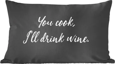 Produktbild von MuchoWow® Zierkissen Sofakissen Wohnzimmer Dekokissen 50x30 cm Zitate - Du kochst, ich trinke Wein - Wein - Sprichwörter - Likör - Wohnzimmerdekoration - Polster mit Photo