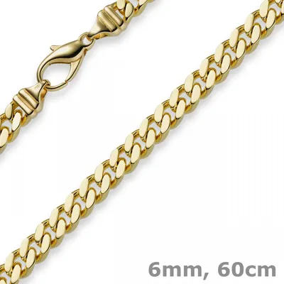 Produktbild von 6mm Panzerkette Kette Collier aus 750 Gold Gelbgold Goldkette 60cm Herren