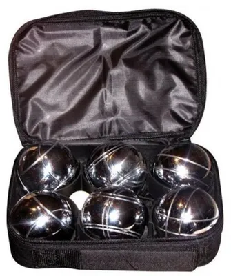 Image de Sacoche de 6 boules de pétanque chromées - jeu d'adresse - plein air