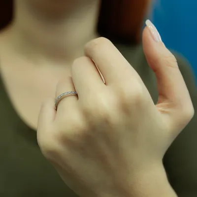 Produktbild von 0,16 Carat Diamant halbrund Memoire Ring 14 Karat Weißgold - 48 (15,30 mm)