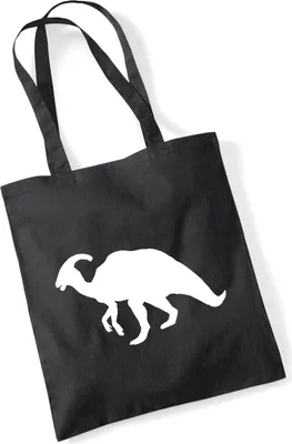 Produktbild von Huuraa Jutebeutel Parasaurolophus Dinosaurier 10 Liter Black Baumwolle Tasche Geschenkidee