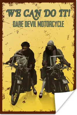Produktbild von MuchoWow® Poster Motorrad - Oldtimer - Frauen - Zitat 60x90 cm - Wanddekoration