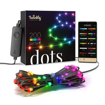 Zdjęcie produktu dla Twinkly Dots Smart LED 200 RGB (wielokolorowy), 10 m, czarny wirw|Twinkly