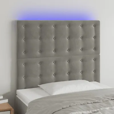 Produktbild von The Living Store LED Kopfteil Hellgrau 90x5x118/128 cm Samt