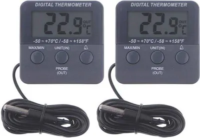 Obrázek produktu pro Digitální teploměr do ledničky s alarmem, balení po 2 kusech