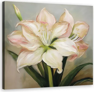 Produktbild von Leinwandbild Lilienblüte 40x40 Feeby Weiß bild für die wand bereit zum aufhängen