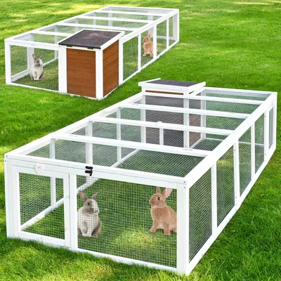 Produktbild von zooprinz Auslaufgehege Rabbit Run Comfort XL mit Haus Wetterfest Klappdach 218x46,5x100cm (BxHxT)
