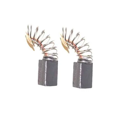 Two carbon brushes with springs, isolated on a white background.