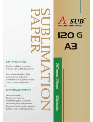 Sublimationspapier A3, 120g/m², 100 Blatt, für Inkjet-Drucker