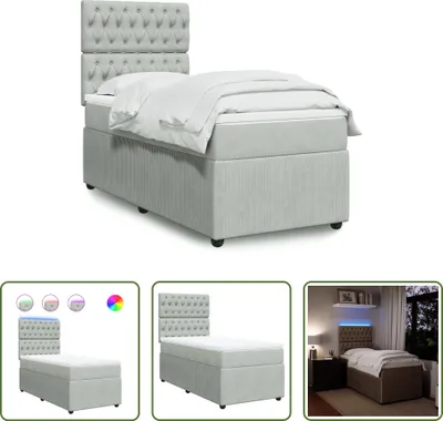Produktbild von The Living Store Boxspringbett mit Matratze Hellgrau 80x200 cm Samt