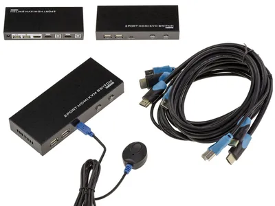 Obrázek produktu pro Automatický KVM přepínač pro 2 počítače s dálkovým ovládáním