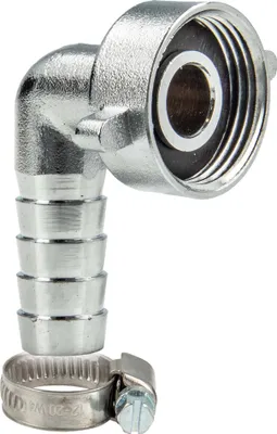 Produktbild von tecuro Schlauchverschraubung mit 3/4 Zoll ÜWM x 90° Tülle Ø 11 mm, inkl. Schelle W4 10-16 mm