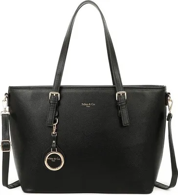Immagine prodotto di Selma & Co Ladies Shopper - Elegante borsa a tracolla con zip per A4 - Nero