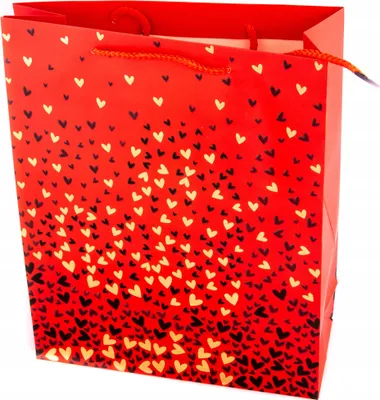 Produktbild von Geschenktüte Herzen Muster 26x32cm - Dekorative Papiertasche für Jeden Anlass Bunt