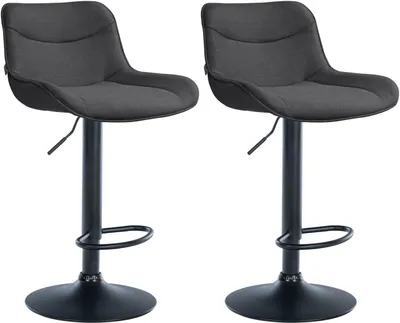 Produktbild von 2er Set Barhocker Vonore Stoff schwarz dunkelgrau
