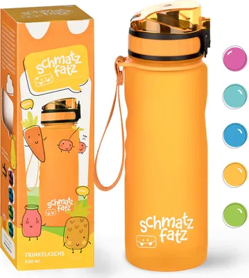 Produktbild von Klarstein Trinkflasche 0,5L, Sport Trinkflasche zum Wandern, Schule & Fitnessstudio, Geschmacksneutrale Wasserflasche Auslaufsicher, Trinkflasche mit Fruchteinsatz, Trinkflasche BPA-Frei, Orange