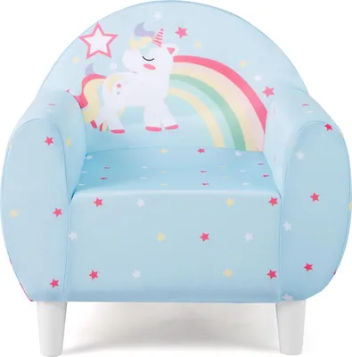 Produktbild von GOPLUS Kindersofa Unicorn, Kindersessel mit Atmungsaktivem Stoff & Hochdichtem Schaum, Spielsofa gepolstert, Belastung 50 kg, 55 x 41 x 54 cm, Blau