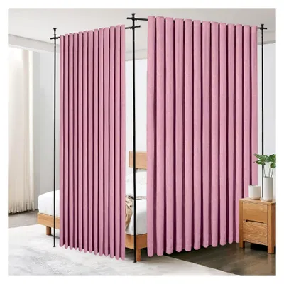 Produktbild von Raumteiler Paraventgestell Gardinenstangen für Wohnzimmer Balkone 152-381 (H) x 122-183 (L) cm Ausziehbare Gardinenstange Freistehend Raumteiler Innen vertikaler Gardinenständer, schwarz