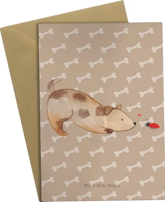 Produktbild von Mr. & Mrs. Panda Grußkarte Hund Marienkäfer - Hundeglück - Geschenk, Neugierig, weihnachtskarten, einladungskarten, glückwunschkarten, osterkarte, Hunde, Mischlinghund