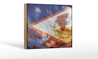 Produktbild von Holzschild Flagge 18x12cm Flag of American Samoa Rost