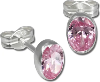 Produktbild von SilberDream Ohrstecker Damen 925 Silber rosa oval Zirkonia Ohrringe SDO552A
