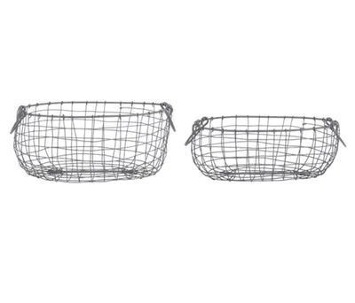 Produktbild von Draht Korb 2er SET Mittel & Groß - oval mit Griffen, Dekoration Garten Deko