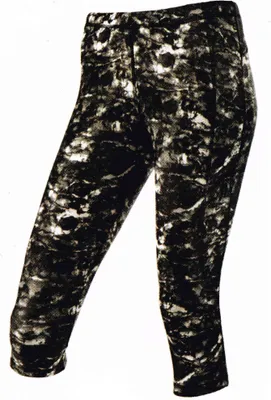 Produktbild von Crivit Damen Funktionscapri 107406 Schwarz/Alloverprint XS 32/34