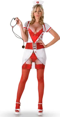 Produktbild von Kostüm freche Krankenschwester für Erwachsene rot-weiss
