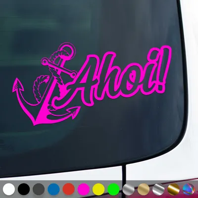 Produktbild von PantherPixel Ahoi Aufkleber Anker Seemannsgruß Moin Nordsee Ostsee Sticker Auto Geschenkidee Farbe Neon-Pink