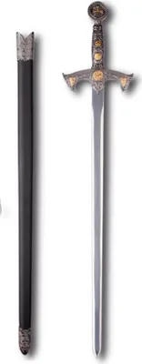 Produktbild von Dekoschwert aus Metall mit Scheide, inspiriert vom Mittelalter, Requisit & Kostümzubehör, ungeschärft, Sammlerstück als Geschenk (HK-5518)