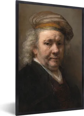 Produktbild von MuchoWow® Gerahmtes Poster Selbstbildnis - Gemälde von Rembrandt van Rijn 20x30 cm - Poster mit Schwarzem Bilderrahmen Wandposter Rahmen Foto Bilder - Drucken - Bilder Poster im Rahmen