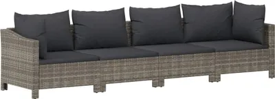 Obrázok produktu pre vidaXL 4-dielna záhradná obývacia súprava s vankúšmi Grey Poly Rattan