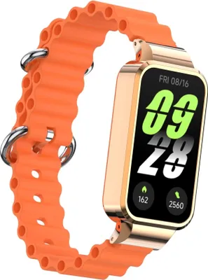 Produktbild von Strap-it Ocean Silikonarmband - passend für Xiaomi Smart Band 9 Active (Orange)