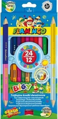 Image de Crayons triangulaires double face épais 12/24 Flamingo