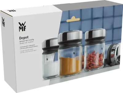 Image de Set de saupoudreuses à épices - verre - acier inoxydable Cromargan 18/10 - 100 ml - 4 pièces