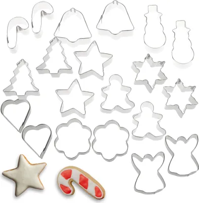 Produktbild von COM-FOUR® 20x Plätzchen Ausstechformen aus rostfreiem Edelstahl - Plätzchenformen mit weihnachtlichen Motiven - Keksausstecher für Weihnachten
